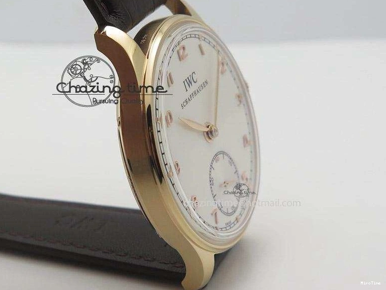 MIROTIME 0207 Compact Portuguese IW545409 RG ZF 1:1 Best Edition White Dial On Brown Leather Strap A 7336